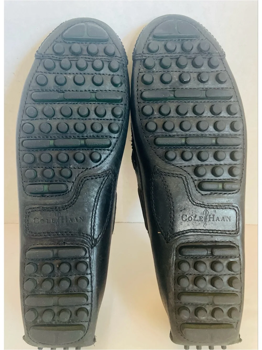Cole Haan Mens Boat Shoes Slip On Loafers Real Black Leather Moccassins Size 8